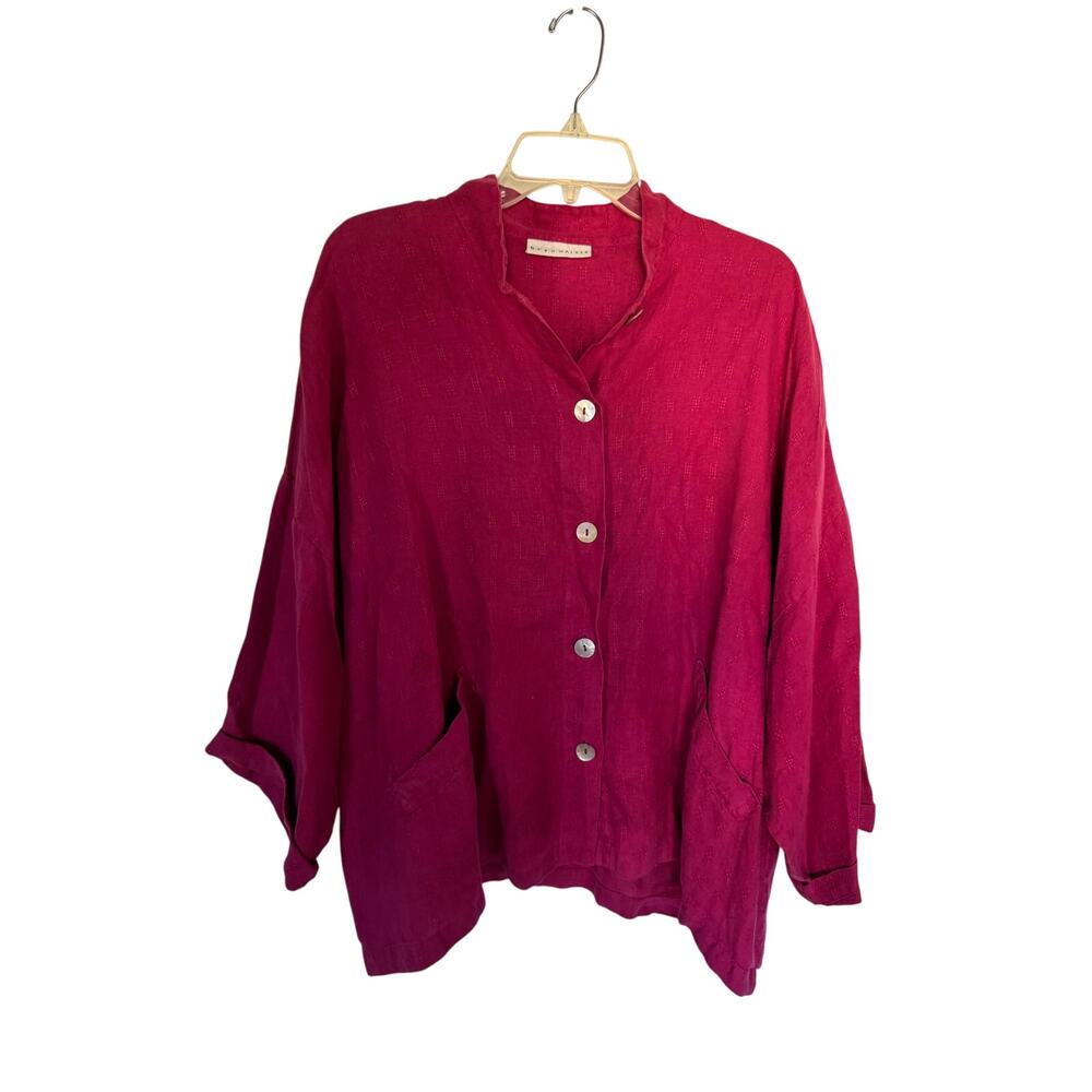 Bryn Walker Danuta Jacket Linen Blazer Pink Raspberry Classic Medium